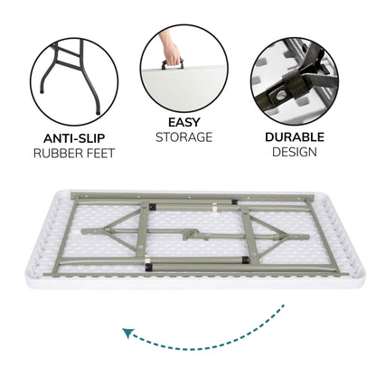 Heavy Duty Picnic Camping 4ft Folding Plastic Table Portable Banquet BBQ Tables