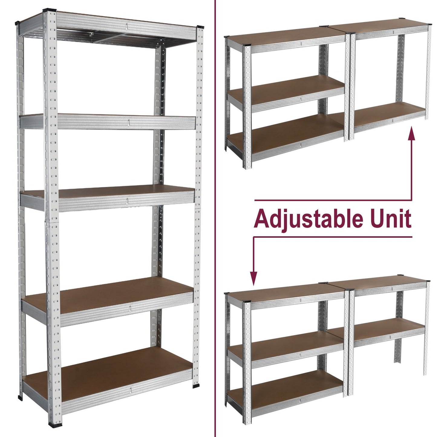 Heavy Duty Steel & MDF 5 Tier Galvanized Racking Shelf