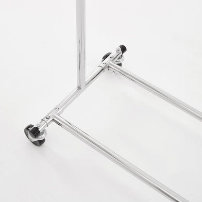 Heavy Duty Chrome Clothes Rail Adjustable Width Height with Shelf Locking Wheels