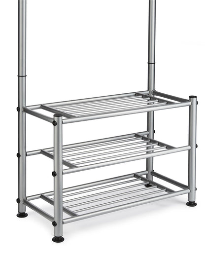 Multi Purpose Stand 18 Hooks For Clothes Shoes Hats Bags - Grey