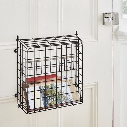 Black Letter Box Catcher Cage With Lift Up Lid