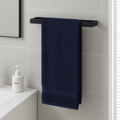 Wall Mounted Black Towel Holder 40cm Rectangle Rail