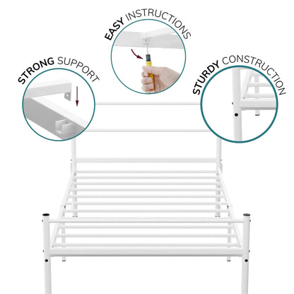 Extra Strong Single Metal Bed Frame Kid Adult Bedroom White Easy Assembly