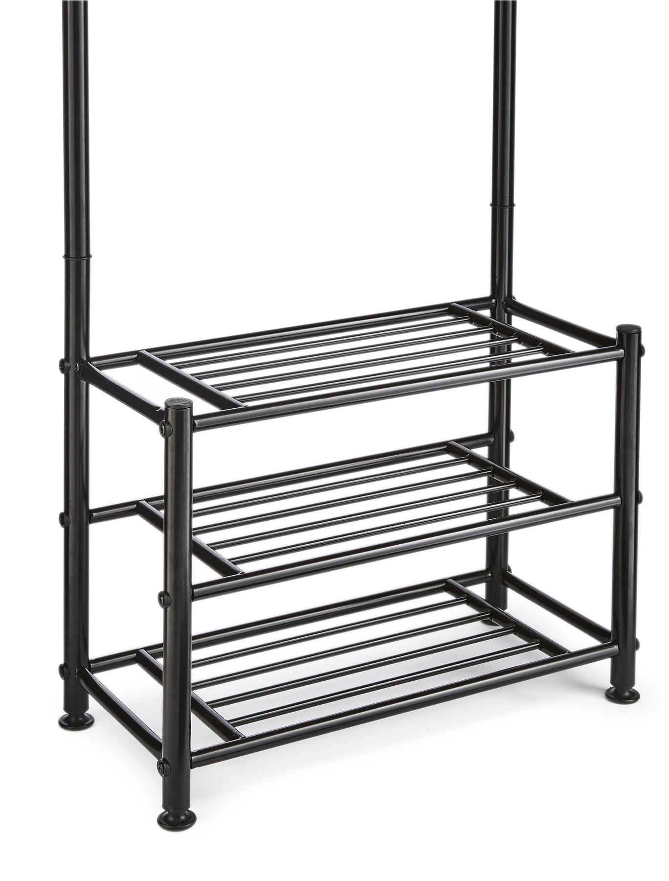 Multi Purpose Stand 18 Hooks For Clothes Shoes Hats Bags - Black