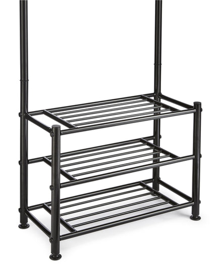 Multi Purpose Stand 18 Hooks For Clothes Shoes Hats Bags - Black