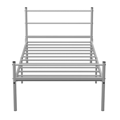 Extra Strong Single Metal Bed Frame Kid Adult Bedroom Silver Easy Assembly