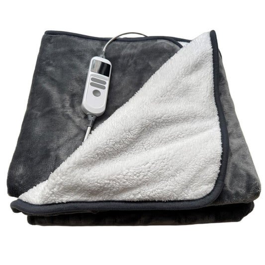 Electric Heated Throw Blanket – 10 Heat Settings, Timer & Safety Cut-Off (180×130cm, Light Grey)