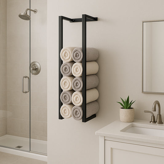 Wall Mounted Black Stainless Steel Double Bar Towel Rail for Bathroom 70cm