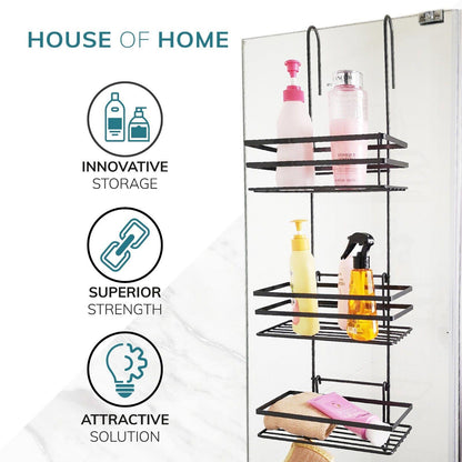 3 Tier Non Rust Hanging Shower Caddy Bathroom Organiser in Black