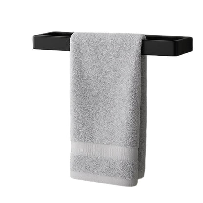 Wall Mounted Black Towel Holder 30cm Rectangle Rail