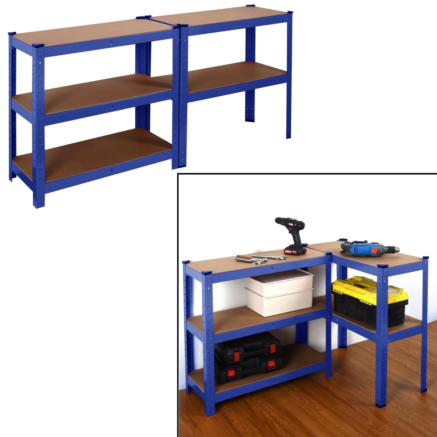 Heavy Duty Steel & MDF 5 Tier Racking in Blue