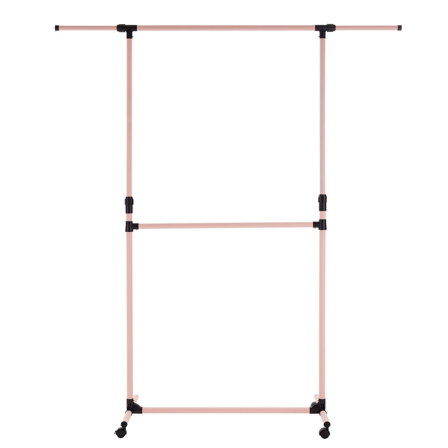 Double Clothes Rail, Extended Top Rail Adjustable Height, Pink