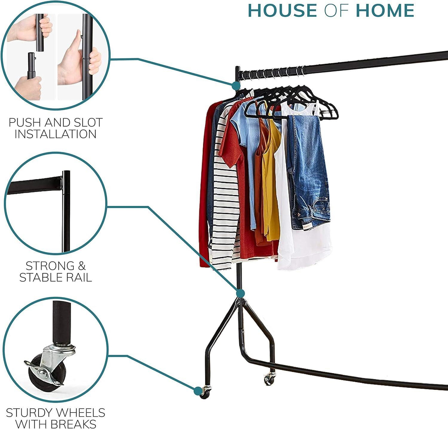 6ft x 5ft Heavy duty clothes rail in white