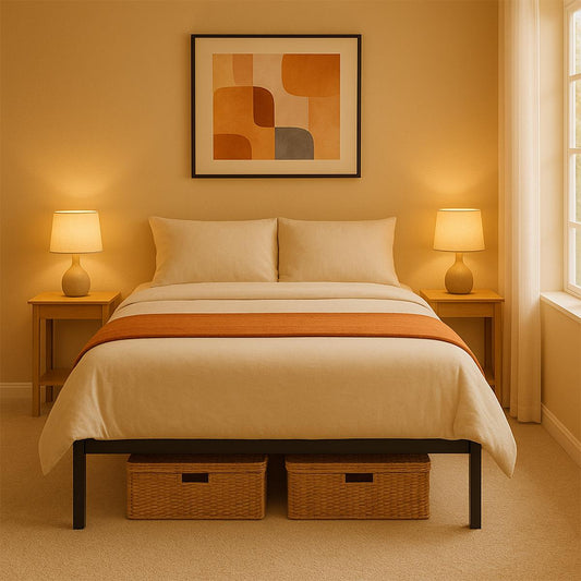 Double Metal Bed Frame Durable Black Powder Coating,