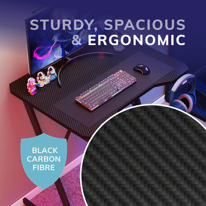 Gaming / Computer Desk – Carbon Fibre Top Black – 80cm L x 60 D x 75 H