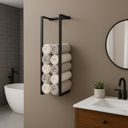 Wall Mounted Black Stainless Steel Double Bar Towel Rail for Bathroom 70cm