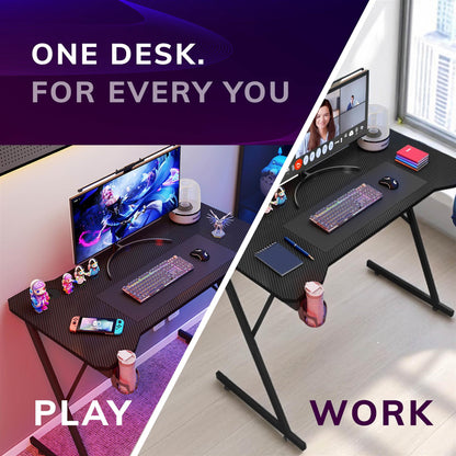 Gaming / Computer Desk – Carbon Fibre Top Black - 118cm L x 60 D x 75 H