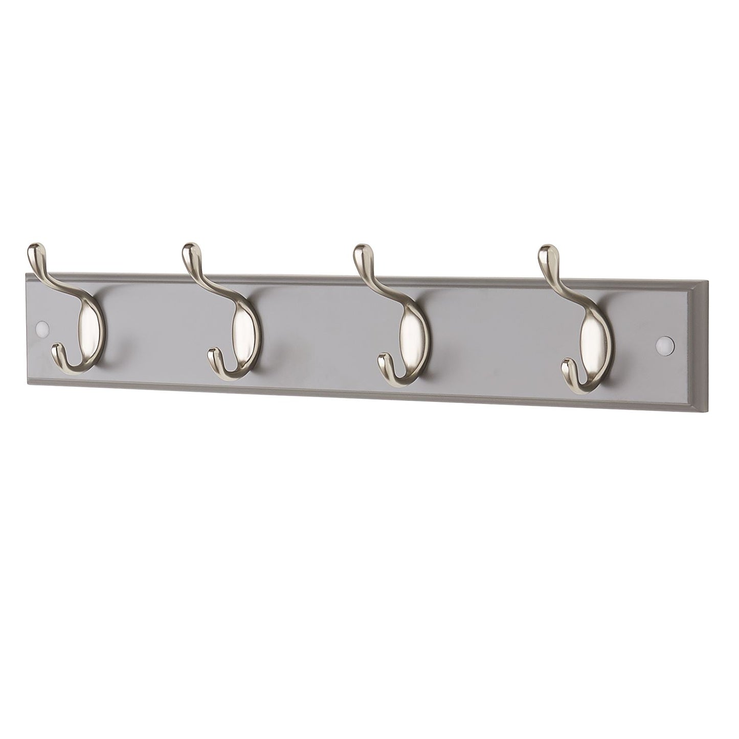 Quality Heavy Duty 4 Double Coat Hooks Wall Or Door Mountable Grey Wooden Board With FREE Fixings