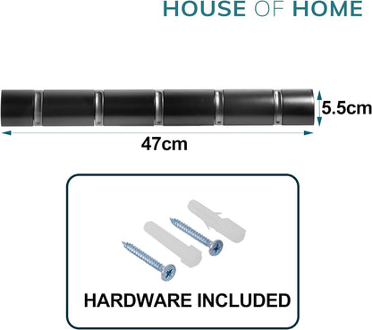 5 Door Hooks In Black Nickel Chrome On Black Mountable Board