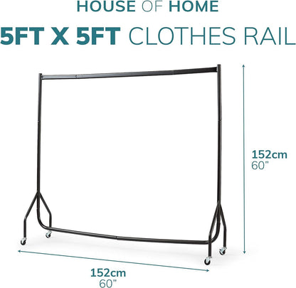 5ft Long x 5ft Tall Quality Heavy Duty Clothes Rail Black