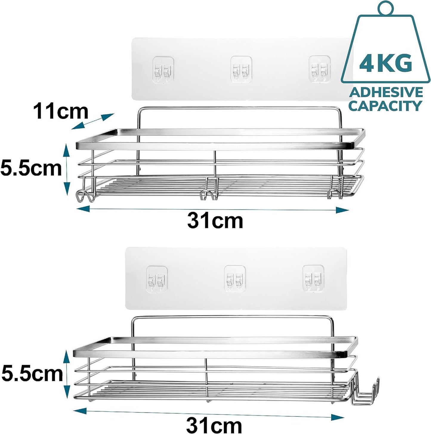 Set of 2 Stainless Steel Shower Caddy