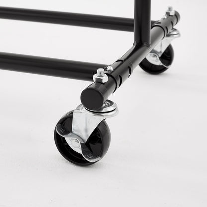 Heavy Duty Black Clothes Rail Adjustable Width Height with Shelf Locking Wheels