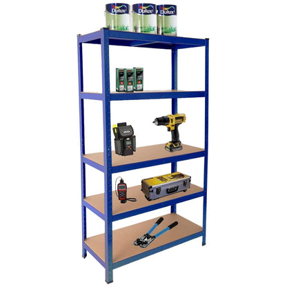 Heavy Duty Steel 5 Tier Racking & Storage Shelves or Workbench - Large 875kg Capacity (Blue)