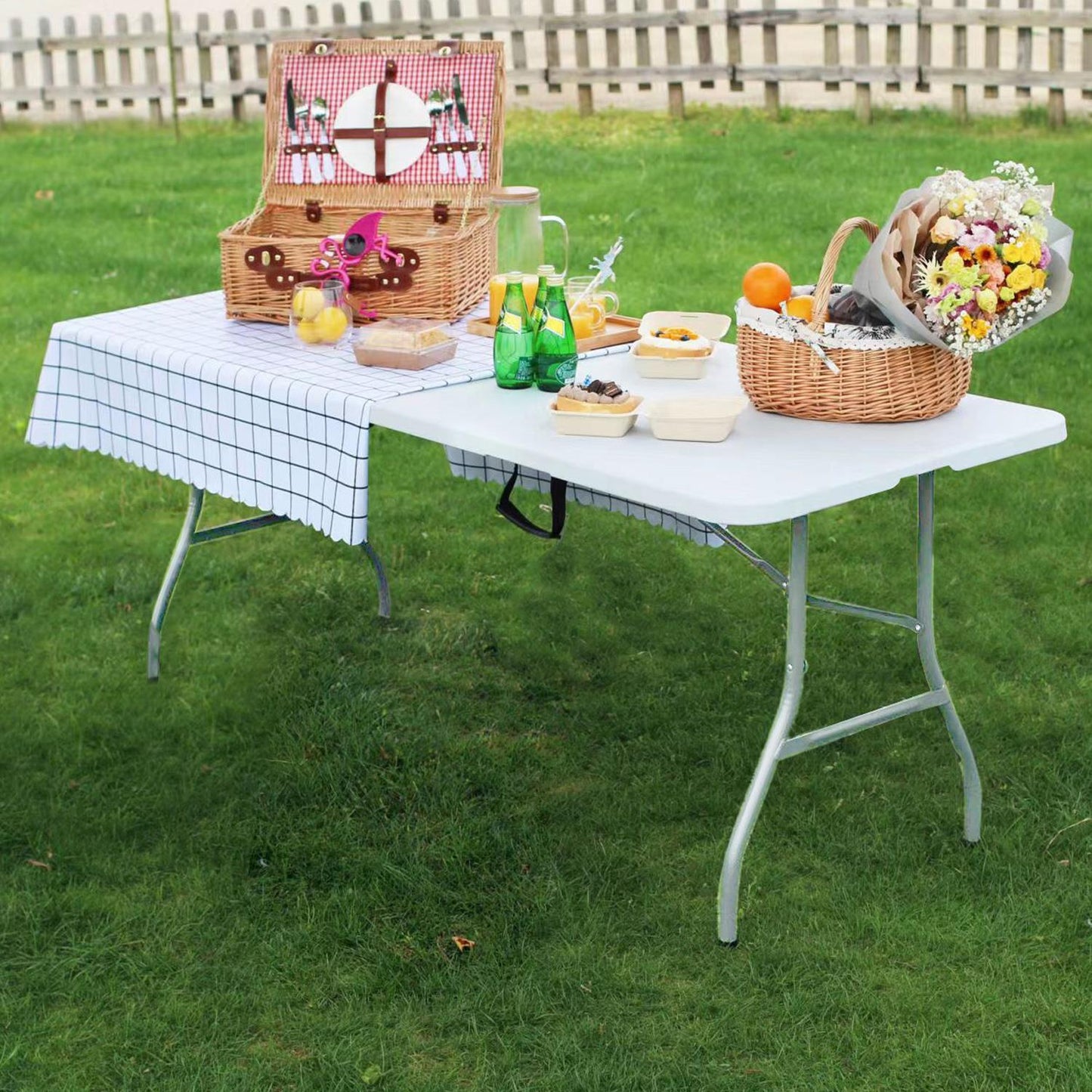 Heavy Duty Picnic Camping 5ft Folding Plastic Table Portable Banquet BBQ Tables