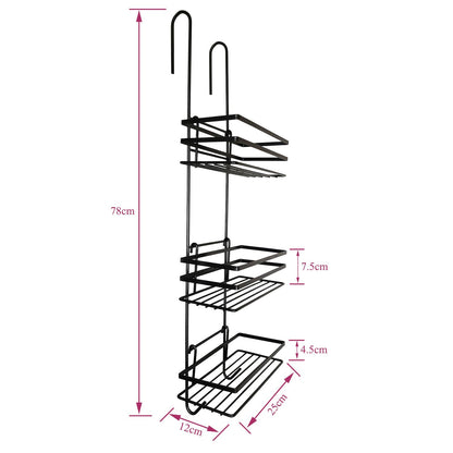 3 Tier Non Rust Hanging Shower Caddy Bathroom Organiser in Black