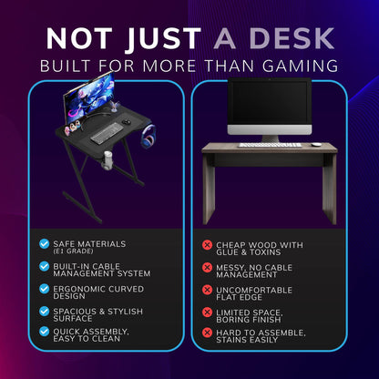 Gaming / Computer Desk – Carbon Fibre Top Black – 80cm L x 60 D x 75 H