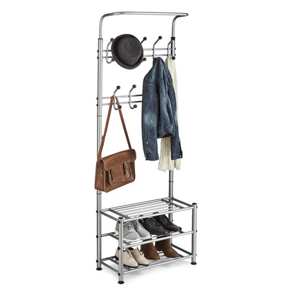 Multi Purpose Stand 18 Hooks For Clothes Shoes Hats Bags - Grey