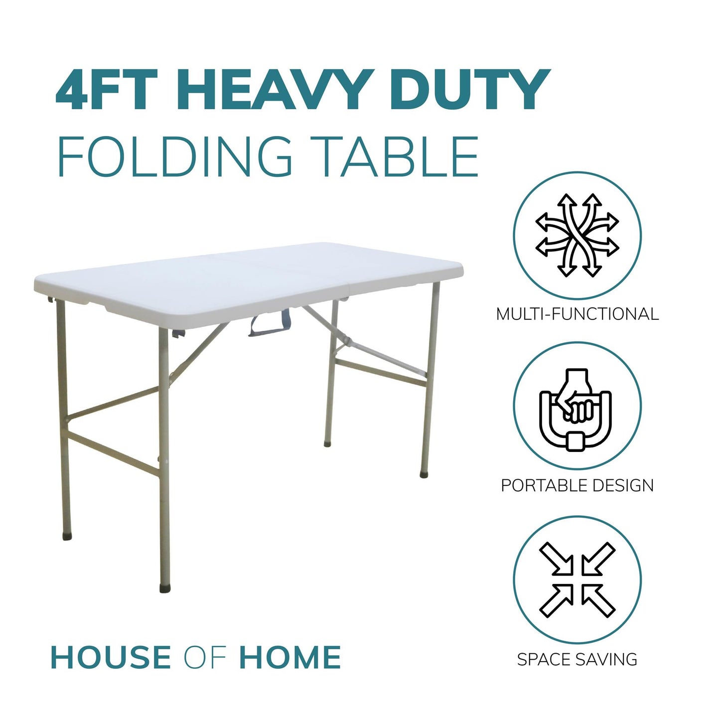 Heavy Duty Picnic Camping 4ft Folding Plastic Table Portable Banquet BBQ Tables