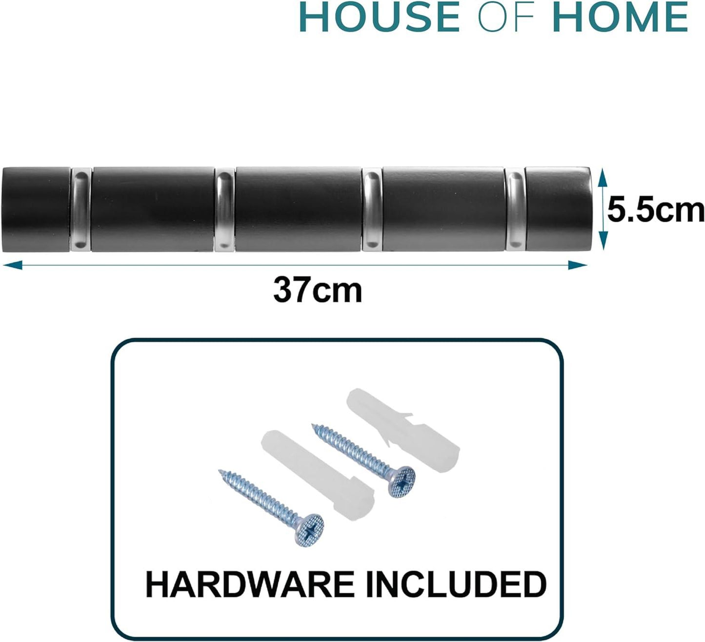 4 Door Hooks In Black Nickel On Black Mountable Board