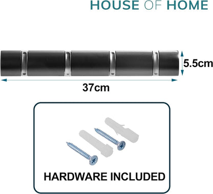 4 Door Hooks In Black Nickel On Black Mountable Board