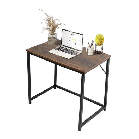 Small Desk Rustic brown top with black coated metal frame 80cm