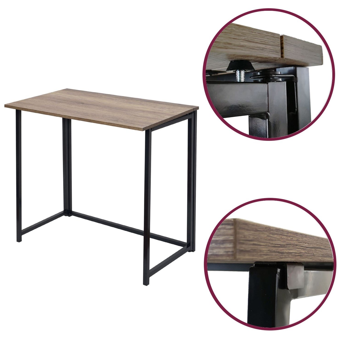 Folding Computer Desk Wooden Foldable Work Table Laptop Office PC Space Saving