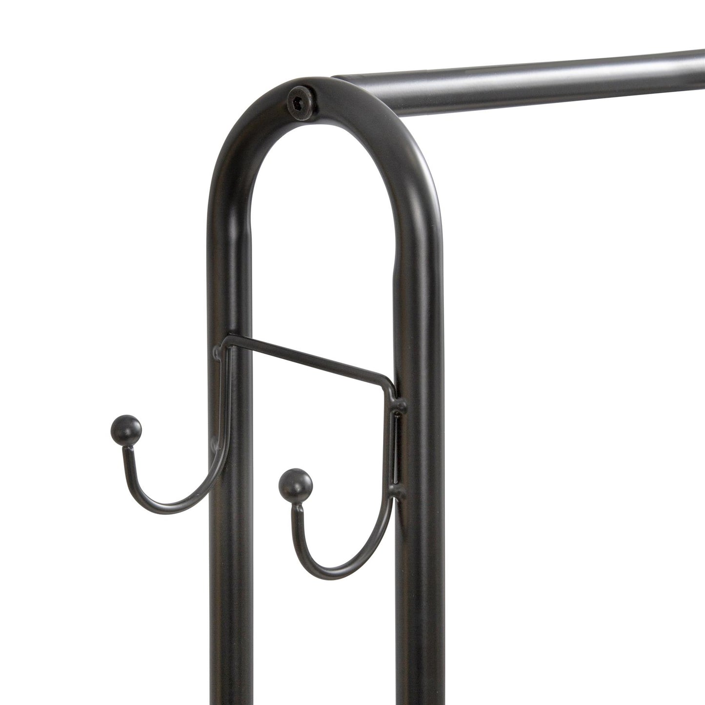 Clothes Rail Black With Two Shelves in Black Powder Coating