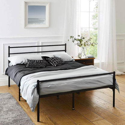 King Size Metal Bed Extra Strong Frame Stylish Bedroom Storage Modern Sturdy Design