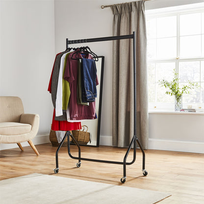 3ft Long x 5ft High Quality Heavy Duty Clothes Rail In Black Metal Construction