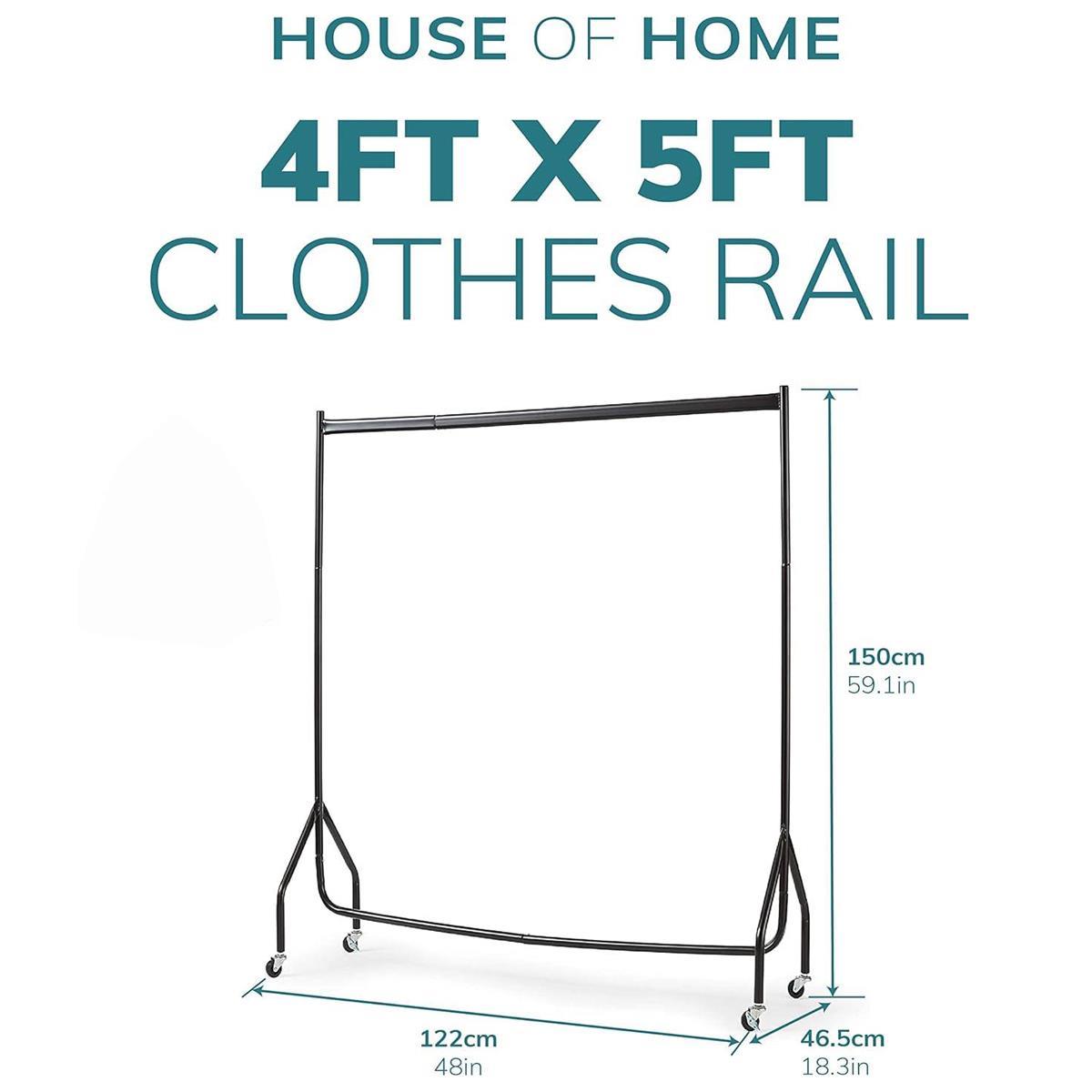 4ft  x 5ft Heavy duty clothes rail in white