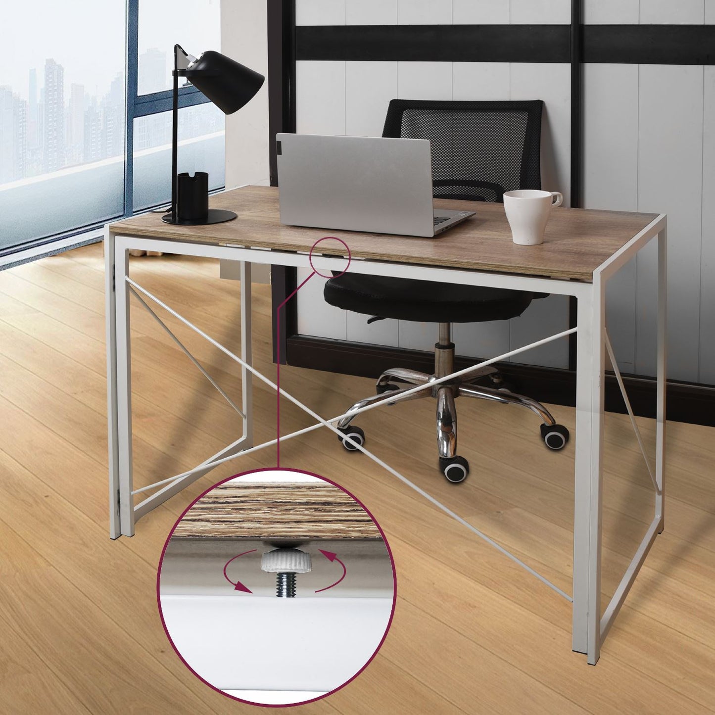 Multifunction Folding Desk Portable Compact Computer Table In White