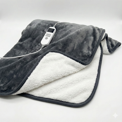 Electric Heated Throw Blanket – 10 Heat Settings, Timer & Safety Cut-Off (180×130cm, Light Grey)