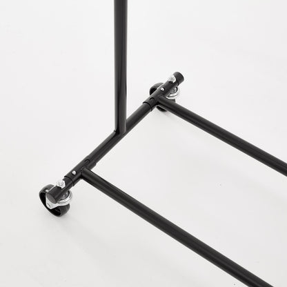 Heavy Duty Black Clothes Rail Adjustable Width Height with Shelf Locking Wheels
