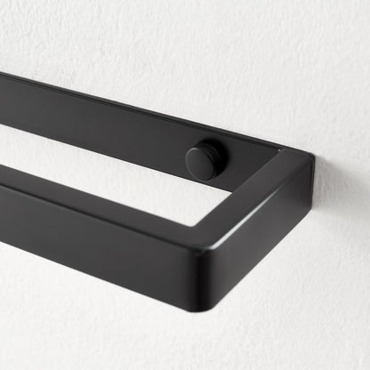 Wall Mounted Black Towel Holder 40cm Rectangle Rail