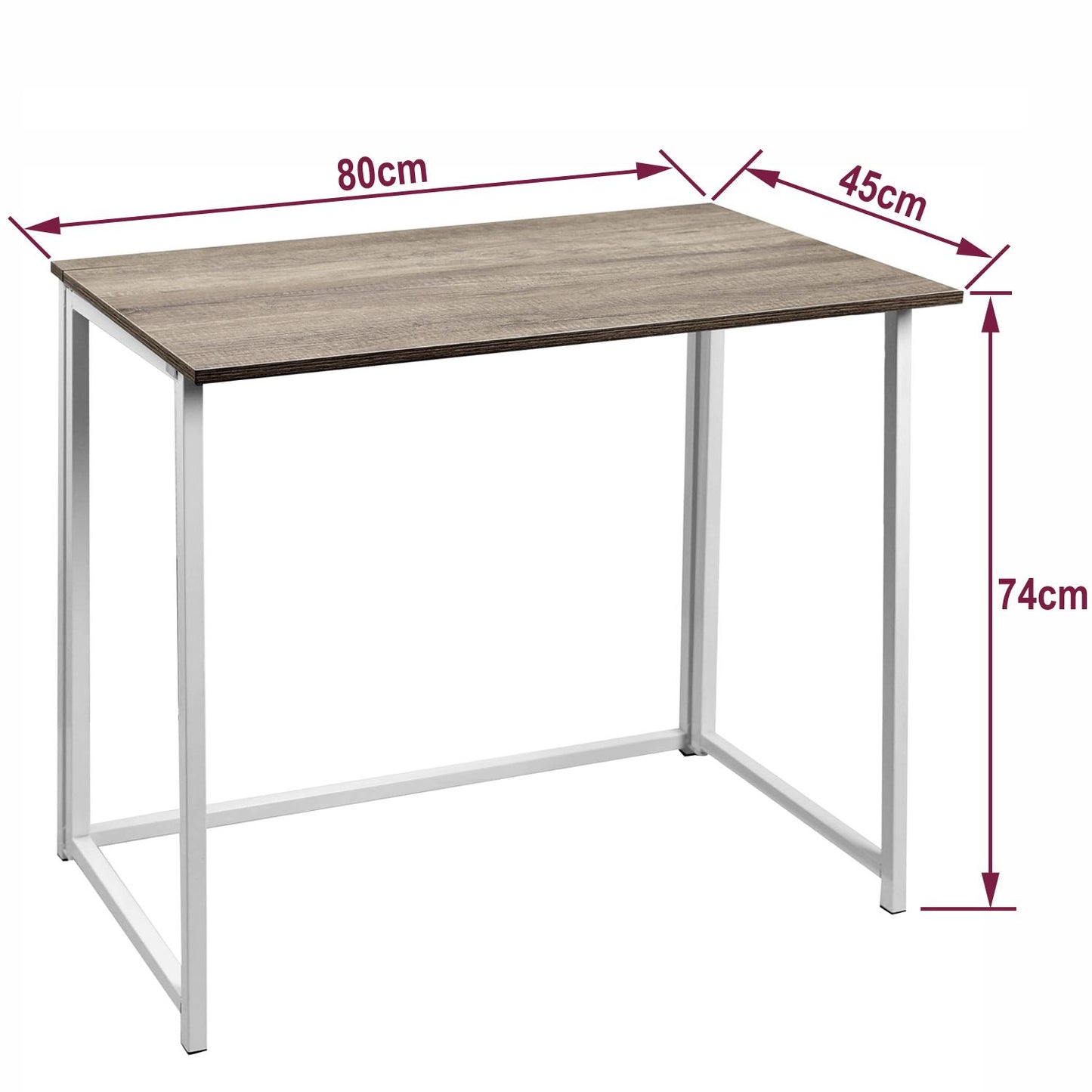 Folding Computer Desk Wooden Foldable Work Table Office PC Space Saving White