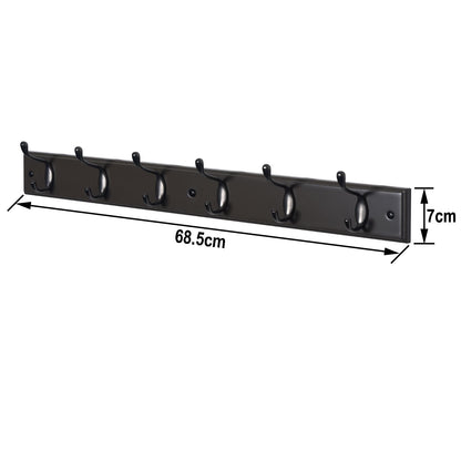6 Double Hook Wall Mounted Door Clothes Hanger Coat Rack in Charcoal Grey