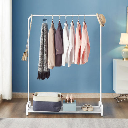 Clothes Rail Garment Rack With Shoe Storage Shelf Adjustable Feet Easy Build