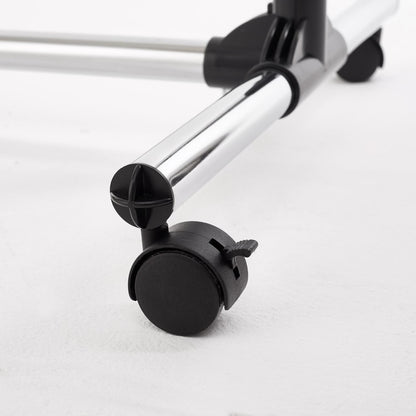 Double Clothes Rail, Extended Top Rail Adjustable Height, Chrome
